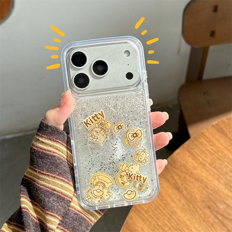 

Flowing Sand Lucky Cat iPhone 14/13 Compatible Drop-Proof Phone Case for Apple 17/16/15 Pro Max iPhone 16 Pro Max