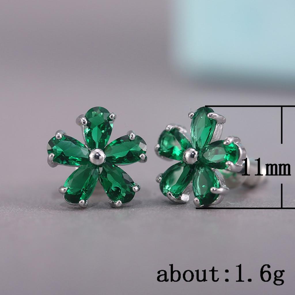 Blue Flower Stud Earrings for Women Delicate Daily Jewelry