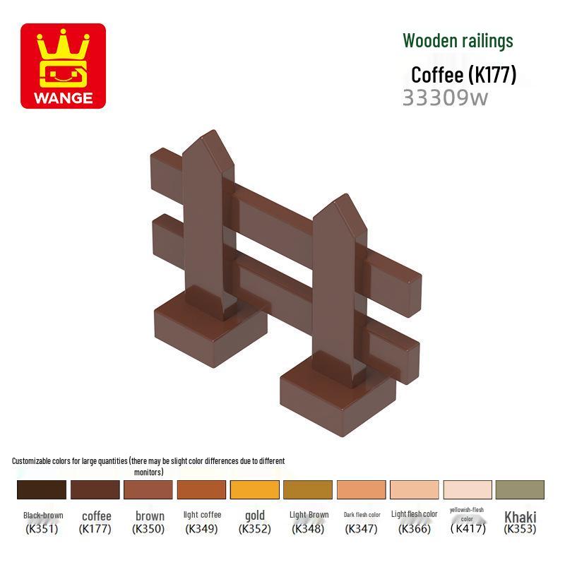 DIY Wooden Fence Building Blocks Set - MOC Compatible Architectural Toy (33309W) 110 pcs