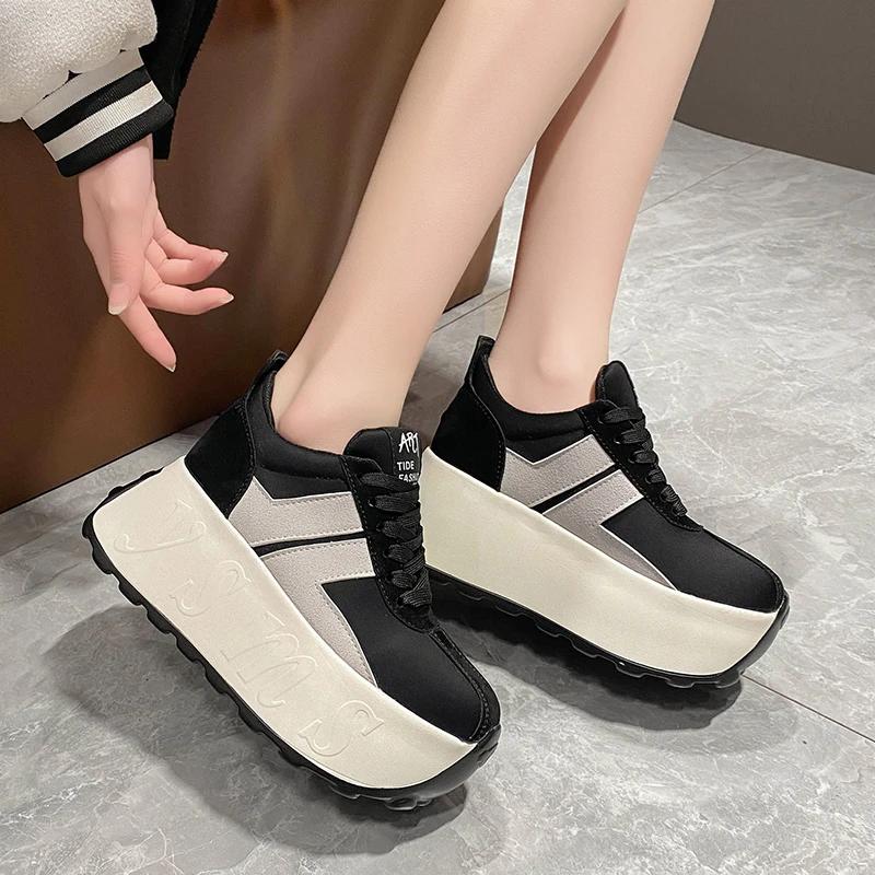 Fashion Chunky Sneakers for Women Fashion Women Shoes Spring Autumn Lace Up 7.5CM Non-slip Shoes Women New Light Comfortable Sport Shoes