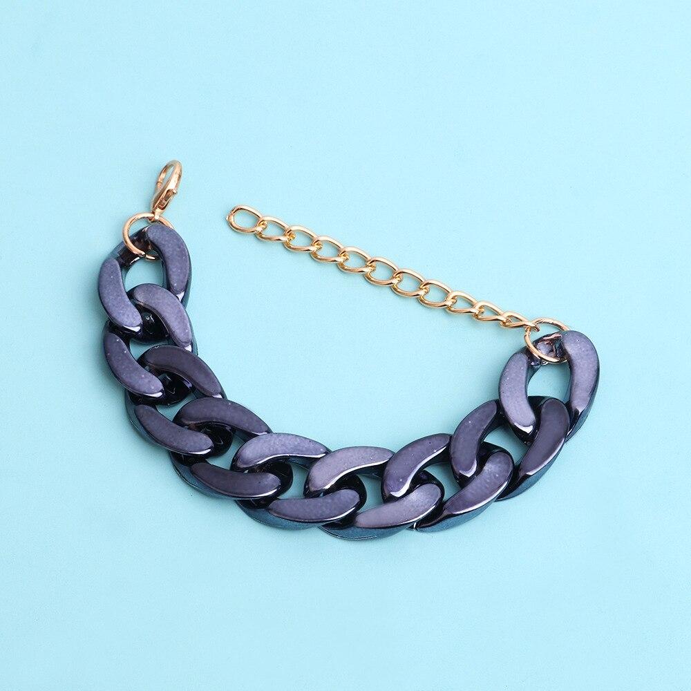 Pinkdudu Modna tęcza kolorowa bransoletka akrylowa osobowość projekt wielokolorowy łańcuszek z wtyczką bransoletka z klamrą dla kobiet prezenty PD1167