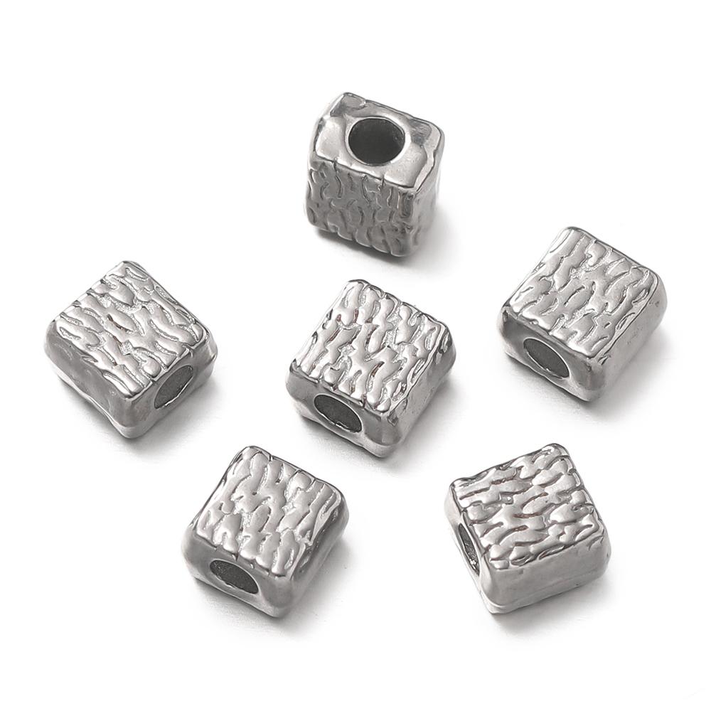 10Pcs/Pack Stainless Steel Various Shape Gold Steel Color Texture Spacer Beads for DIY Bracelet Jewelry Making Accessories