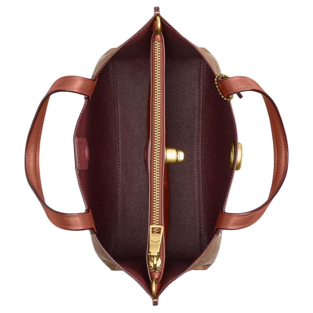 Coach Willow 24 Classic Logo Turnlock Closure Tote Bag Women Tote Bags Brown Caramel C8562-B4XHG