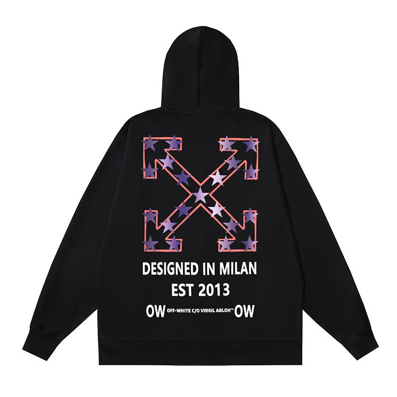 1232 Off-White 2026 Herbst/Winter Neu OW Stern Pfeil Muster Herren und Damen Reißverschluss Hoodie