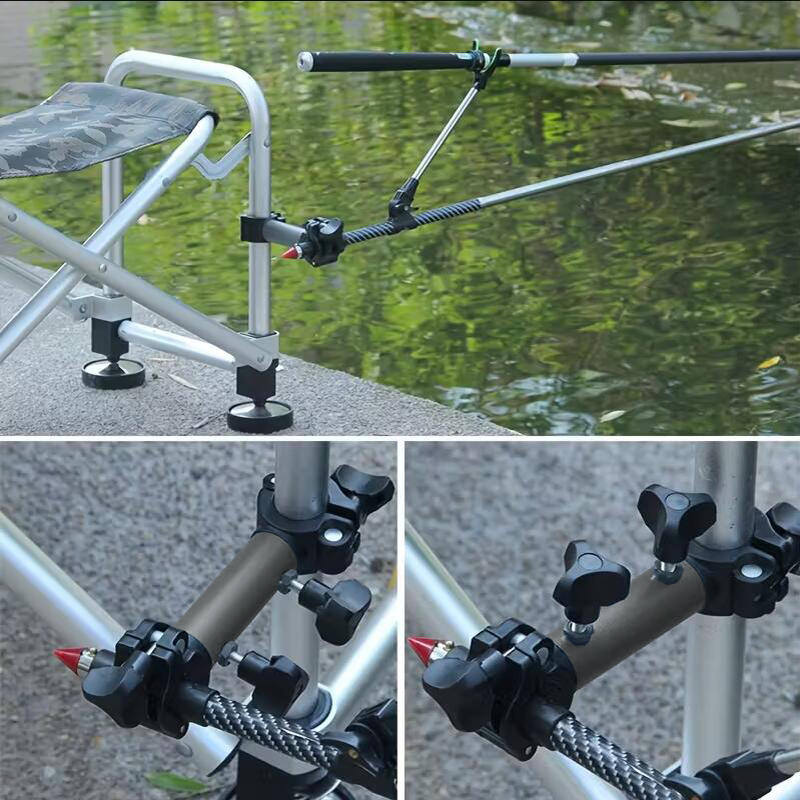 Heavy Duty Black 3-in-1 Camping Chair with Umbrella Hole Fishing Rod Holder Portable Outdoor Folding Seat for Beach Fishing Picnic Hiking