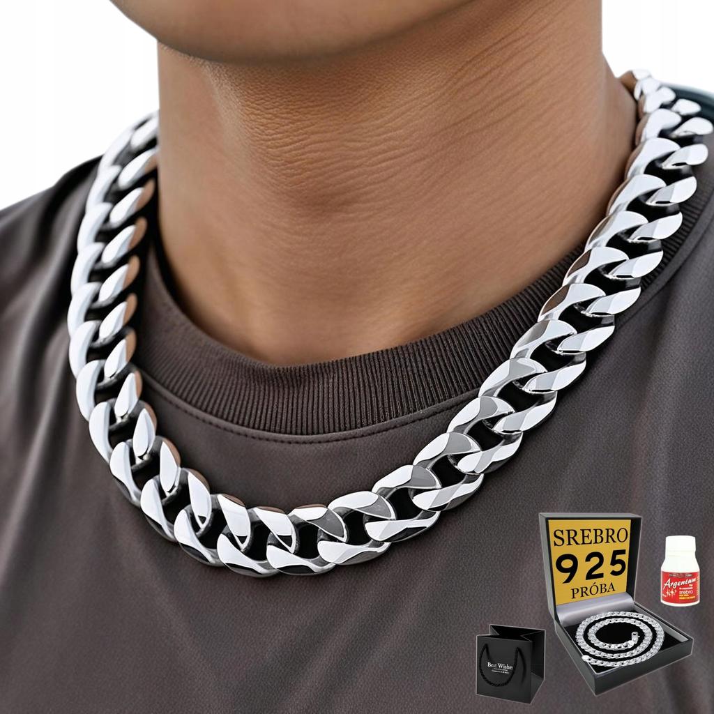 Men' Silver Chain 10mm SILVER 925 As a Gift for a Boyfriend Pancerka