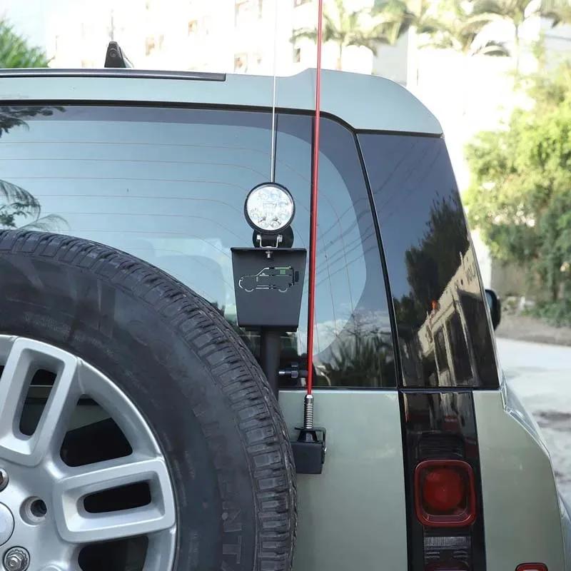 BCC1 For Land Rover Defender 90 110 130 2020-2025 Stainless Steel Black Car Tailgate Flag Pole & Antenna Bracket Car Accessories