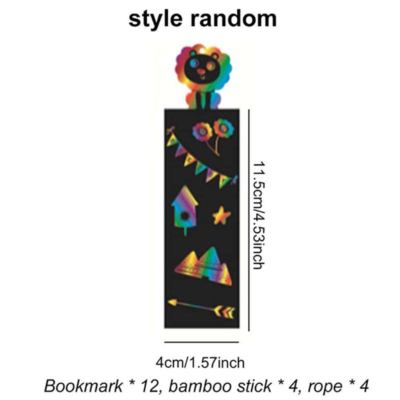 12PCS Bookmark Scratch Paper DIY Children Painting Toys Puzzle Early Education Toys Kids Birthday Gift Scratch Painting TMZ