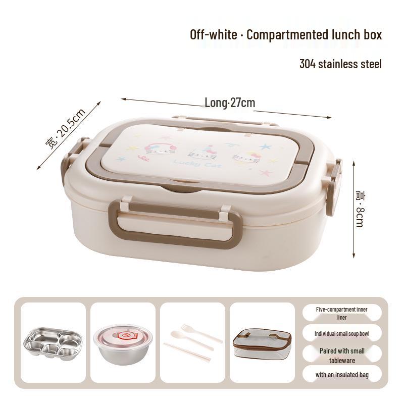 304 Stainless Steel Insulated Bento Box - Microwave Safe for Work, School & Kids