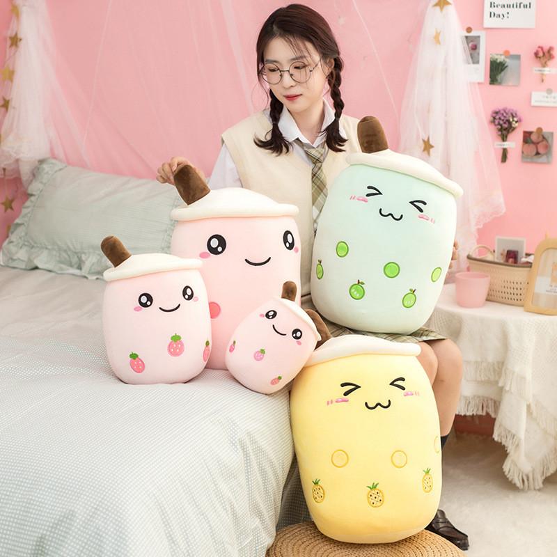 50cm Adorable Strawberry Milk Tea Plush Toy Creative Soft Doll Pillow Cushion Kids For