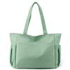Bolsa Tote Feminina JIANLINST em Nylon, Grande Capacidade, Impermeável, Leve, 2 Vias, Multifuncional, Popular, Estilosa, Bolsa Transversal, Verde Claro