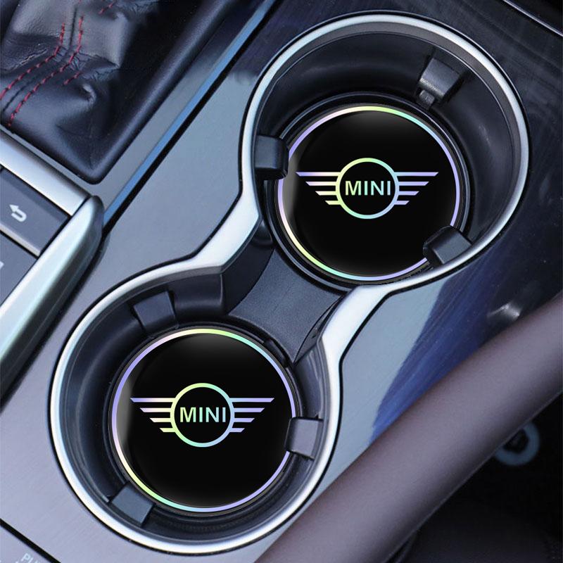 2Pcs Car Water Cup Mat Auto Interior Storage Pad Accessories For MINI WORKS One Cooper JCW R60 R59 R58 R57 R56 R55 R53 R52 F55