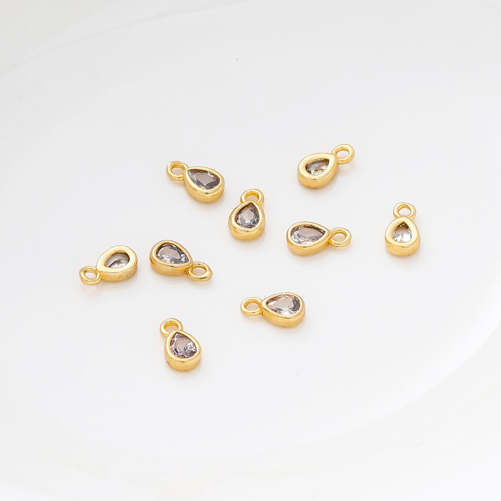 5/10 Stück/Los Wassertropfenform Anhänger Großhandel 18 Karat Vergoldet Zirkonia Charms Anhänger Für DIY Halskette Schmuckherstellung