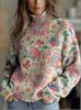 New Christmas abstract print casual cape jacket cardigan thick needle sweater