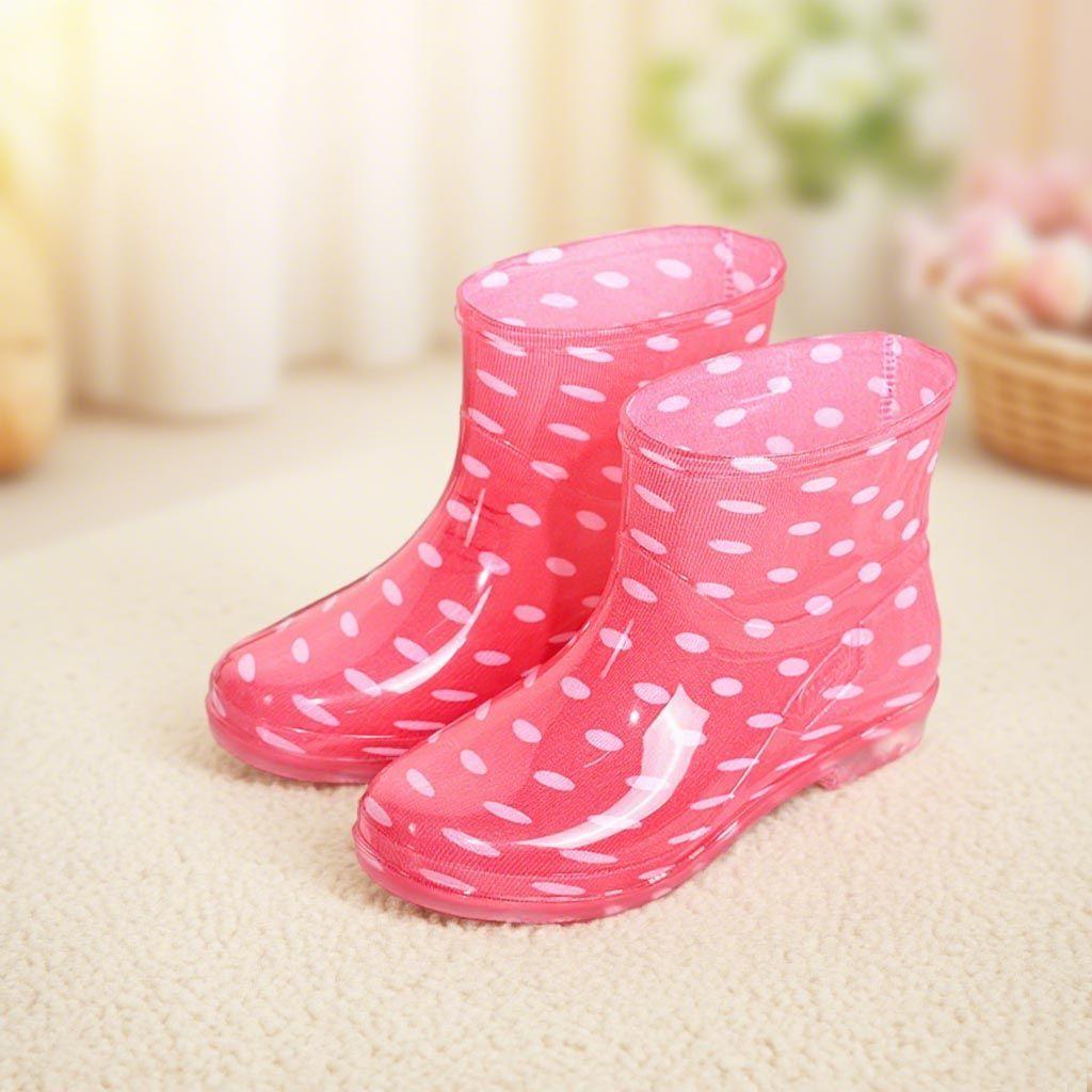 Women's Waterproof Short Shaft Rain Boots Fleece-Lined Anti-Slip Warm Rubber Boots for Kitchen & Outdoor Stylish Adult Footwear