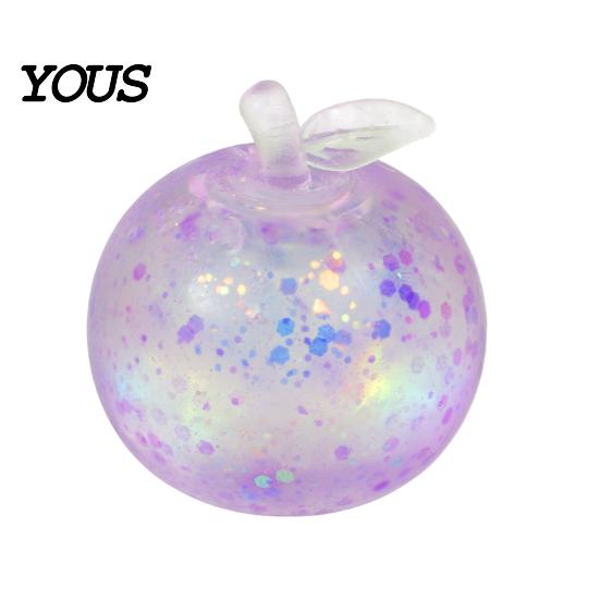 Sensory Fidget Toys for Anxiety Maltose Glitter Apple Squeeze Stress Ball, Soft TPR Slow Rising Decompression Study Toy Relief, Cute Fruit Adults Kids