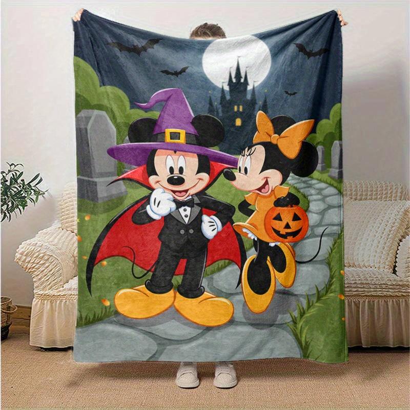 

1pc, Halloween Themed Blanket, Perfect for Disney Fans, Seasonal Decor, Soft Flannel Throw Blanket, Living Room, Travel, Camping, Car Blankets, Beach, 130x150cm