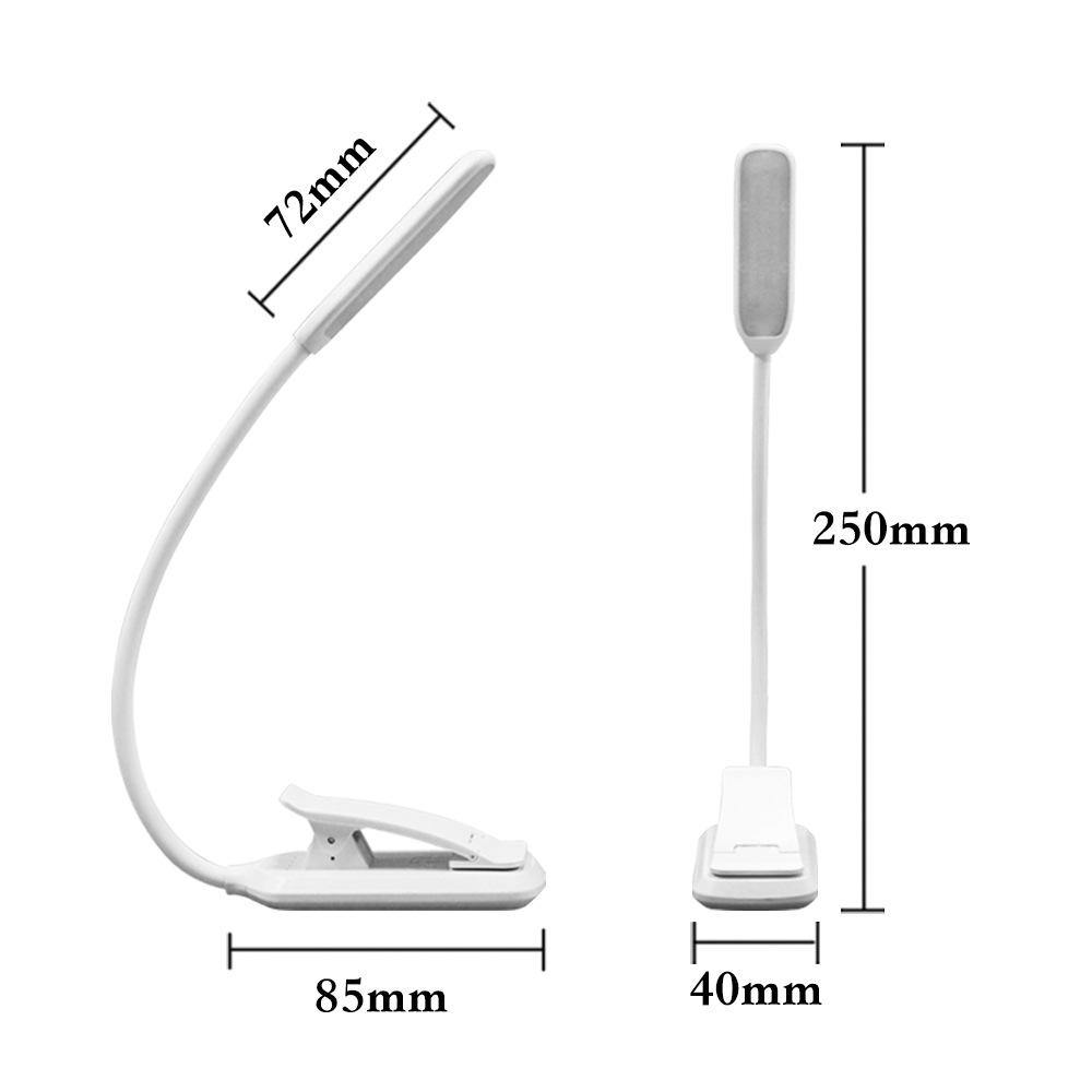 Compact LED Desk Lamp with Clip - Eye-Protection, Touch Control, USB-Powered, Portable Book Light for Students.