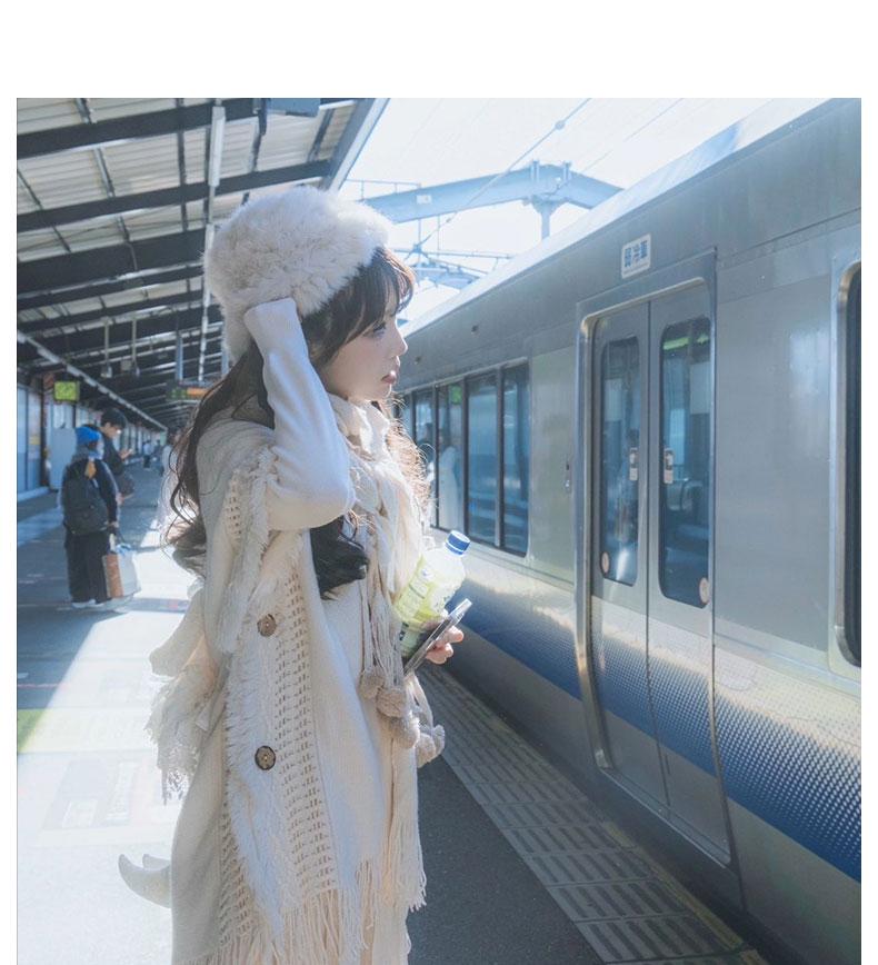 Weißer Mori Böhmischer Quasten Umhang Schal Pullover für Damen