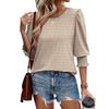 Women's Clothing, Spring, Loose, Casual, Printed, Seven Quarter Sleeves, Round Neck, T-shirt, Top