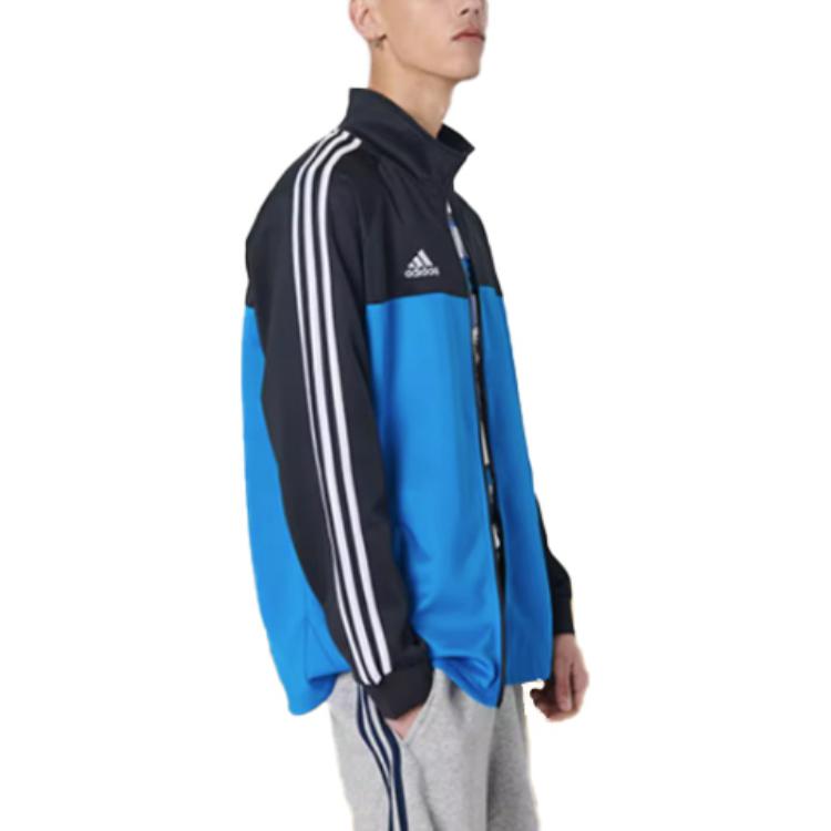 adidas Lässige Stehkragen Seitenstreifen Markenlogo Retro Jacke Unisex Jacke Schwarz Blau TR60J1-BBU