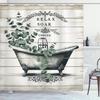 Vintage Style Bathtub Decorative Shower Curtain 180x 180cm Fabric Bathroom Shower Curtain with 12 Hooks