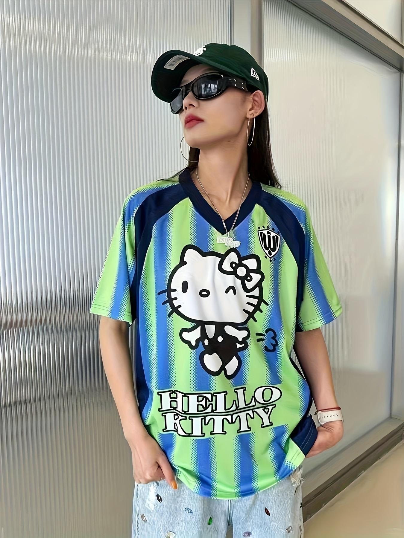 Cat-themed American sports uniform, sweet and cool summer T-shirt, loose casual sports T-shirt XXS