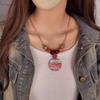 Ethnic Style Colorful Striped Necklace Round Leather Pendant Necklace Women's Fashionable Wooden Bead Necklace Bohemian Jewelry