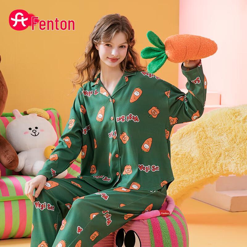 Fenteng Brown Bear Cotton Loungewear Set L