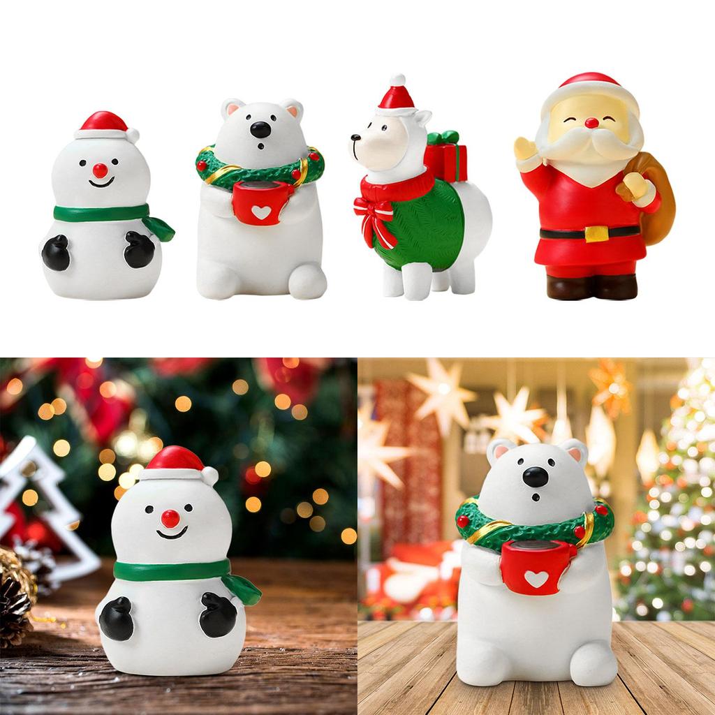 Christmas Tabletop Ornament Resin Figurine Cute Classic Characters Handcrafted Xmas Decor Shelf Sculpture for Holiday Gift