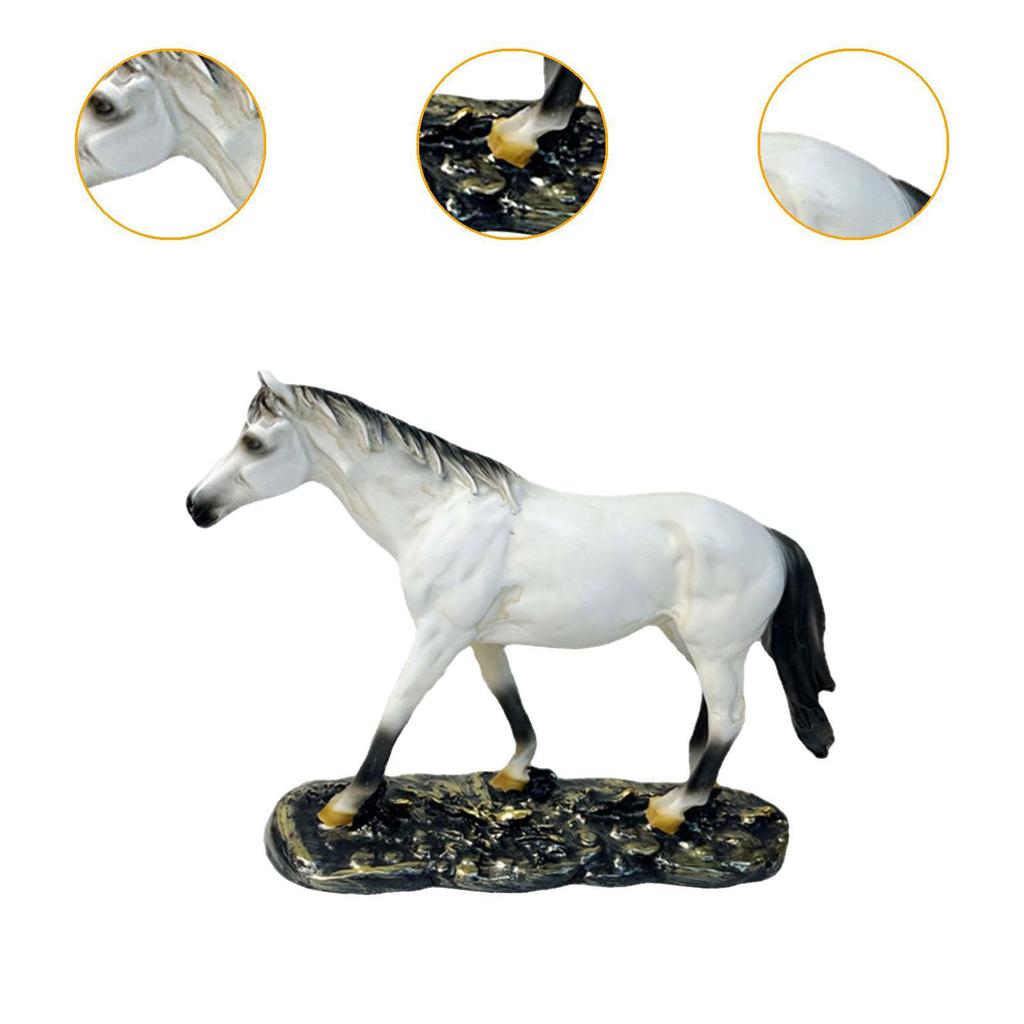 Horse Statue Desk Ornaments Sculpture Decor for Year Party Holiday white