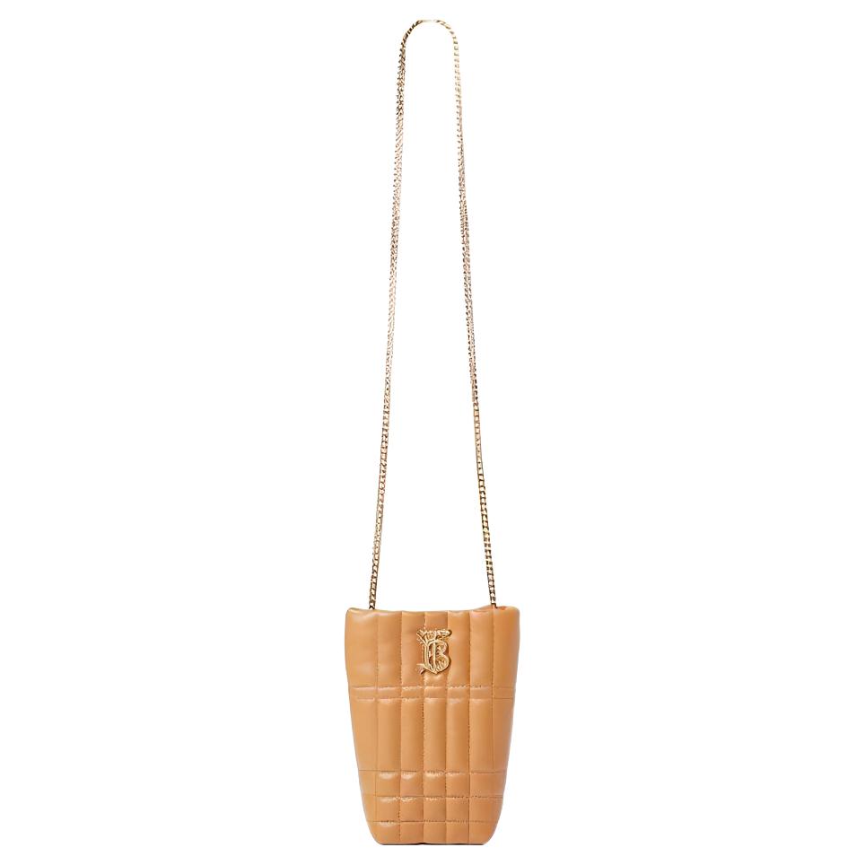 Burberry Lola Bag Hidden Logo Magnetic Buckle Quilted Lambskin Bucket Crossbody Shoulder Bag Women Bags Light-Brown 80610531