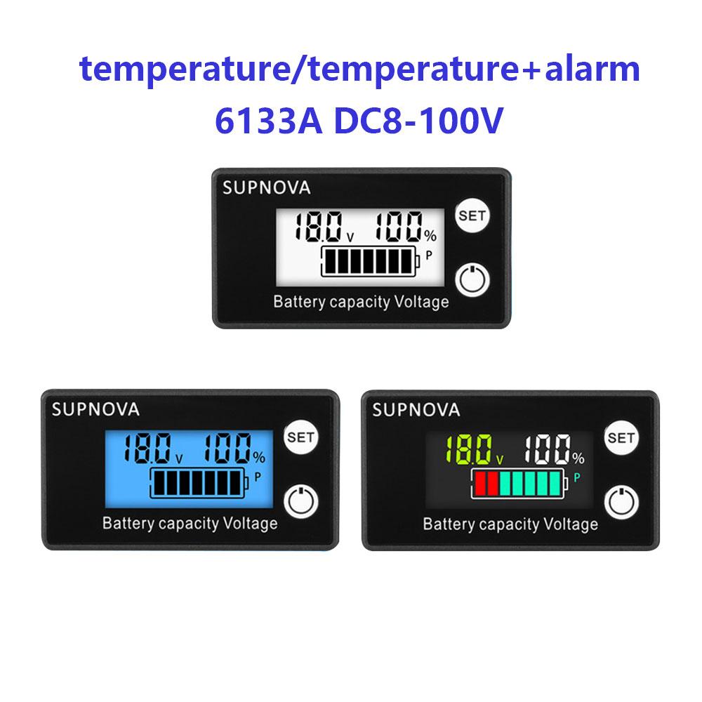 Battery Capacity level Indicator DC 8V-100V Lead Acid Lithium LiFePO4 Voltmeter Voltage Gauge 12V 24V 48V 72V for Alam