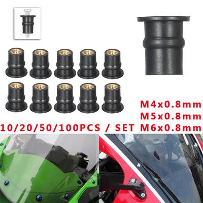Motorcycle M4 M5 M6 Metric Rubber Well Nuts Windscreen Fairing Cowl Anodized Aluminum Moto Screws Bolts Accessories