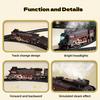 Retro Steam Train Set with Smoke Effect, Lights & Sounds, USB Rechargeable Christmas Train Railway Kits for Kids Holiday Gifts