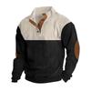 Herren Casual Corduroy Farbblock Kapuzenpullover mit Stehkragen und Knöpfen - Herbstkollektion 2025