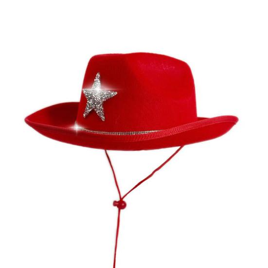 Kids Hat Sparkling Rhinestone Star Pattern Lightweight Comfortable Fit Cowboy Hat Carnivals Dress-Up Halloween Accessories