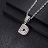 Collana con Ciondolo Lettera in Rame con Incastonatura in Zirconia Stile Hip Hop Alfabeto Iniziale Charms Donna Uomo Gioielli Trendy