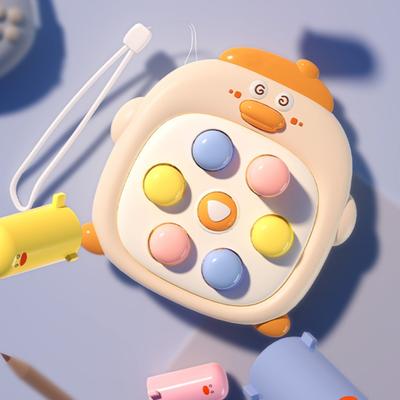 Machine de jeu portable à bouton-poussoir pour enfants, jouet de frappe de taupe, canard de dessin animé