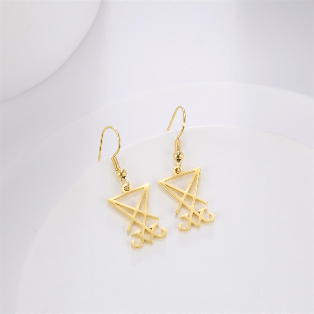  Sigil of Lucifer Drop Earrings for Women Stainless Steel Occult Demon Seal Satan Earrings Vintage Solomon Amulet Jewelry