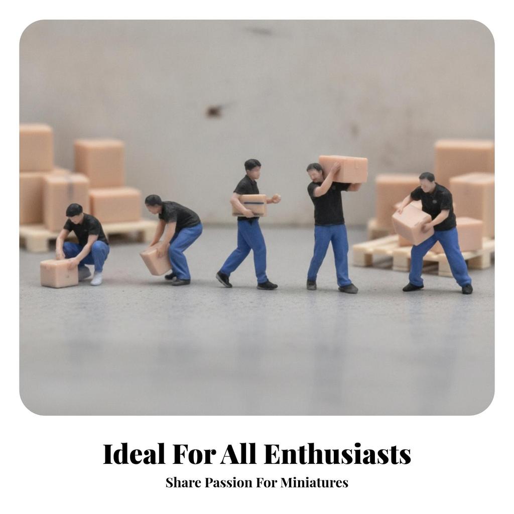 5 Pieces Delivery Worker Figures Realistic Pose Mini Resin