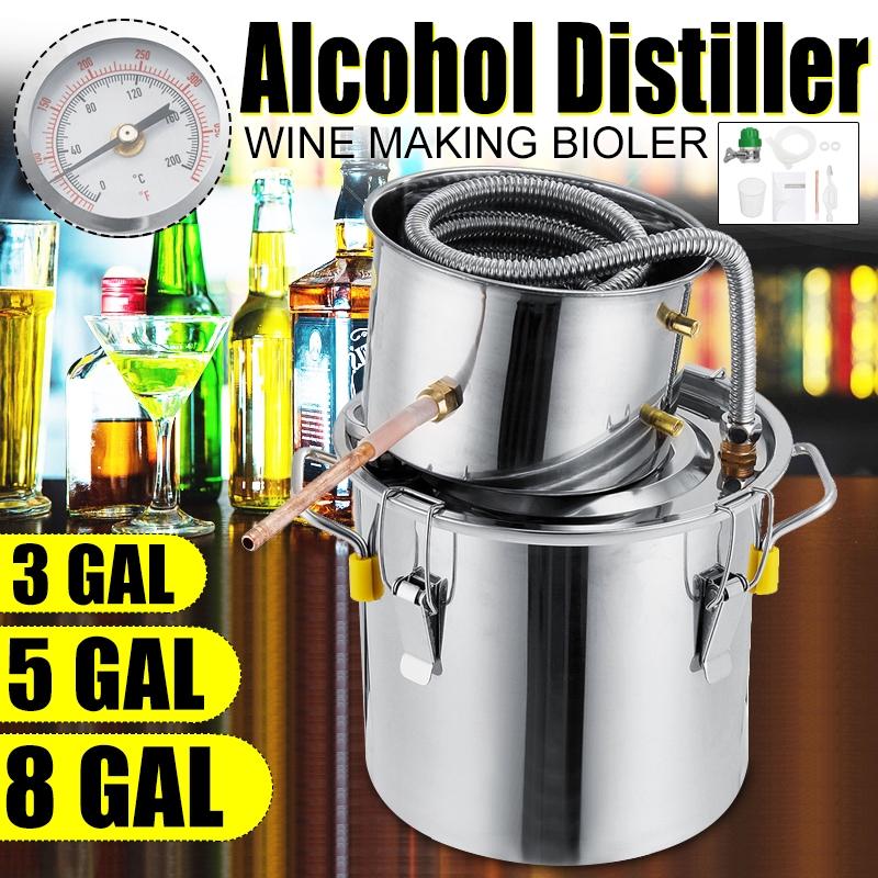 Effizienter 3/5/8GAL Destillierapparat Mondschein Alkohol Destillierer Haushalt Edelstahl DIY Wasser Wein Ätherisches Öl Brauset