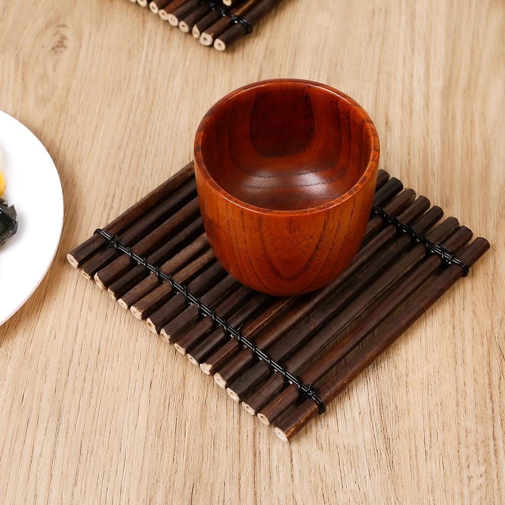 Retro Bamboo Tea Ceremony Coaster Set: Heat Insulation Placemat, Woven Tea Mat, Purple Bamboo Ornament, Tea Accessories.