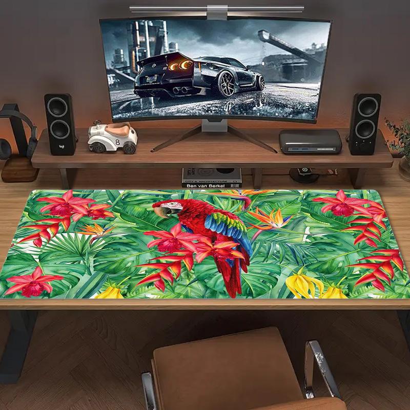 Tropical Parrot Color Mouse Pad Large Gaming Table Cushion Non-slip Laptop Tablet Big Mousepad XXL Mat Mini PC Playmat With Lock Edge