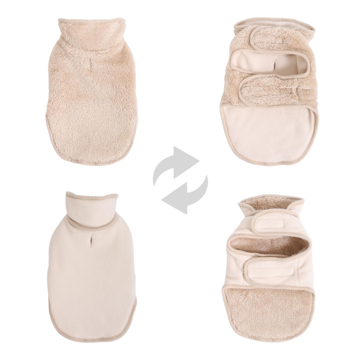 

Reversible Dog Vest For Winter Warm Fleece Pet Coat For Small Large Dogs Cat Soft Big Dog Jacket With Leash Hole Labrador Jacket XS бежевий