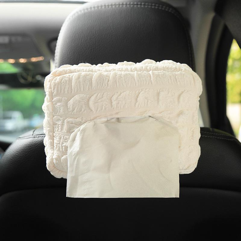Cute Car Cartoon Plush Tissue Box Cover for Armrest or Seat Back