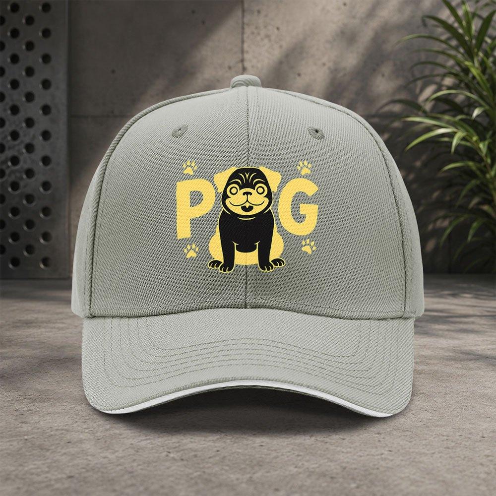 Pug Dog Pattern Adjustable Baseball Cap Unisex Lightweight Casual Sports Party Hat Fashion Trendy Gift