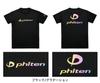 phiten RAKU Shirt, Short Sleeve, Black/Gradient (Yellow, Pink, Blue), Size O, Unisex, Sports, Club Activities, Logo, Exclusive Design