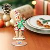 Angel Figurine for Mantel Xmas Acrylic Ornament, 2D Flat Tree Gingerbread Man Ornament with Seasonal Tabletop Display Rotatable Base, Christmas Table