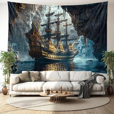 Tapestry Pirate Ship Wall Art Large